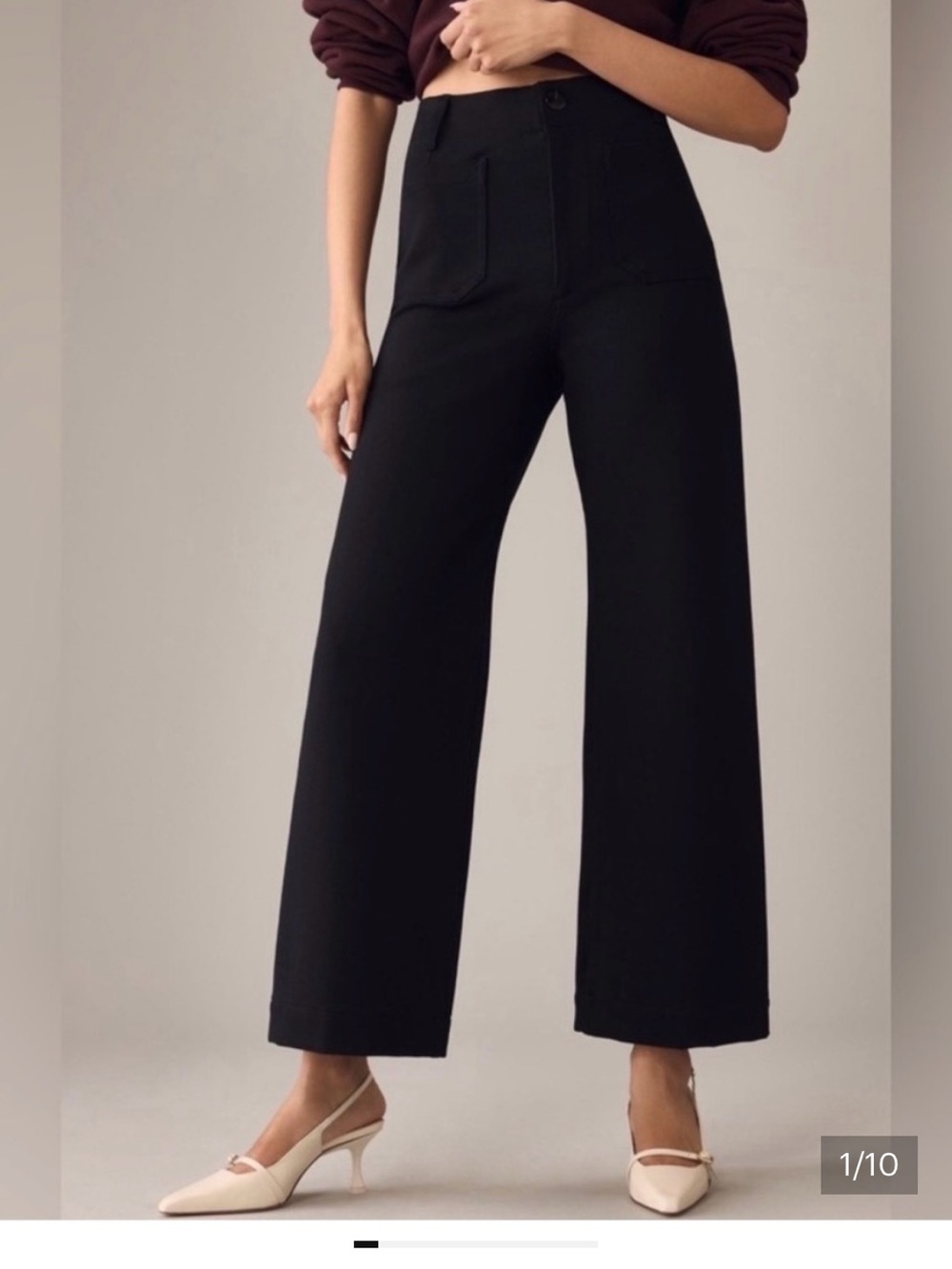 Anthropologie Colette Black Wide-Leg Ponte Pants Petite
